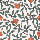 Art Nouveau Wallpaper - Retro  Botanical Design with Orange Blooms Art Nouveau Wallpaper - Retro  Botanical Design with Orange Blooms