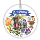 Artistic South Carolina State Themes and Landmarks Christmas Ornament Artistic South Carolina State Themes and Landmarks Christmas Ornament