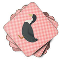 Blue Swedish Duck Pink Check Foam Coaster  BB7862FC Blue Swedish Duck Pink Check Foam Coaster  BB7862FC