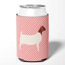 Boer Goat Pink Check Can or Bottle Hugger BB7886CC Boer Goat Pink Check Can or Bottle Hugger BB7886CC