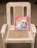 English Bulldog Love Fabric Decorative Pillow BB9726PW1818 English Bulldog Love Fabric Decorative Pillow BB9726PW1818
