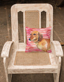 Dachshund Love Fabric Decorative Pillow BB9739PW1818 Dachshund Love Fabric Decorative Pillow BB9739PW1818