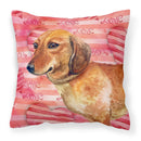 Dachshund Love Fabric Decorative Pillow BB9739PW1818 Dachshund Love Fabric Decorative Pillow BB9739PW1818