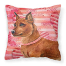 Miniature Pinscher Love Fabric Decorative Pillow BB9743PW1818 Miniature Pinscher Love Fabric Decorative Pillow BB9743PW1818