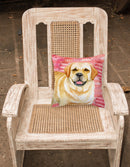 Golden Retriever Love Fabric Decorative Pillow BB9751PW1818 Golden Retriever Love Fabric Decorative Pillow BB9751PW1818