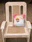 Pomeranian Love Fabric Decorative Pillow BB9769PW1818 Pomeranian Love Fabric Decorative Pillow BB9769PW1818