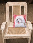 Medium White Poodle Love Fabric Decorative Pillow BB9770PW1818 Medium White Poodle Love Fabric Decorative Pillow BB9770PW1818