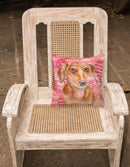 Red Dachshund Love Fabric Decorative Pillow BB9794PW1818 Red Dachshund Love Fabric Decorative Pillow BB9794PW1818