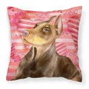 Doberman Pinscher Love Fabric Decorative Pillow BB9796PW1818 Doberman Pinscher Love Fabric Decorative Pillow BB9796PW1818