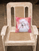 White Standard Poodle Love Fabric Decorative Pillow BB9804PW1818 White Standard Poodle Love Fabric Decorative Pillow BB9804PW1818