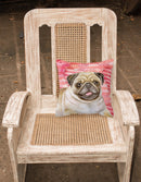 Fawn Pug Love Fabric Decorative Pillow BB9805PW1818 Fawn Pug Love Fabric Decorative Pillow BB9805PW1818
