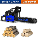 BILT HARD 18" Gas Chainsaw, 46cc 2-Cycle Engine with Auto Oiler – Powerful Wood Cutting Tool BILT HARD 18" Gas Chainsaw, 46cc 2-Cycle Engine with Auto Oiler – Powerful Wood Cutting Tool
