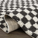 Kieu Black & White Checkered Shag Rug Kieu Black & White Checkered Shag Rug