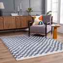 Kieu Blue & White Checkered Area Rug Kieu Blue & White Checkered Area Rug