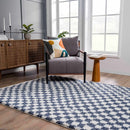 Kieu Blue & White Checkered Area Rug Kieu Blue & White Checkered Area Rug