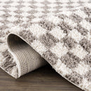 Kieu Taupe Checkered Plush Rug Kieu Taupe Checkered Plush Rug