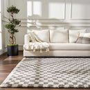 Kieu Taupe Checkered Plush Rug Kieu Taupe Checkered Plush Rug