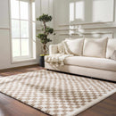 Kieu Taupe Checkered Shag Rug Kieu Taupe Checkered Shag Rug