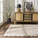 Kieu Taupe Checkered Shag Rug Kieu Taupe Checkered Shag Rug