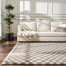 Kieu Taupe Checkered Shag Rug Kieu Taupe Checkered Shag Rug