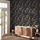 Hand-drawn Wildflowers on Dark Background Wallpaper Hand-drawn Wildflowers on Dark Background Wallpaper