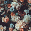 Moody Floral Wallpaper with Dark and Elegant Roses, Dahlias, and Anemones Moody Floral Wallpaper with Dark and Elegant Roses, Dahlias, and Anemones
