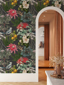 Colorful Botanical Garden Wallpaper on Dark Background Colorful Botanical Garden Wallpaper on Dark Background