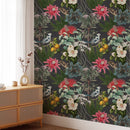 Colorful Botanical Garden Wallpaper on Dark Background Colorful Botanical Garden Wallpaper on Dark Background
