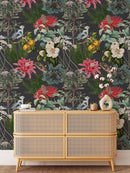 Colorful Botanical Garden Wallpaper on Dark Background Colorful Botanical Garden Wallpaper on Dark Background