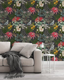 Colorful Botanical Garden Wallpaper on Dark Background Colorful Botanical Garden Wallpaper on Dark Background
