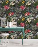 Colorful Botanical Garden Wallpaper on Dark Background Colorful Botanical Garden Wallpaper on Dark Background
