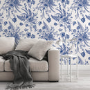 Blue Toile Wallpaper Peel and Stick Blue Toile Wallpaper Peel and Stick