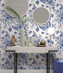 Blue Toile Wallpaper Peel and Stick Blue Toile Wallpaper Peel and Stick