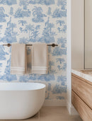Blue Safari Toile Wallpaper - Jungle Animals in Classic Style Blue Safari Toile Wallpaper - Jungle Animals in Classic Style