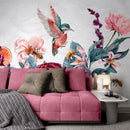 Flying Birds with Flower Bouquet Wallpaper Mural Flying Birds with Flower Bouquet Wallpaper Mural