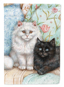 A Black Cat and A White Cat Flag Canvas House Size CDCO0510CHF A Black Cat and A White Cat Flag Canvas House Size CDCO0510CHF
