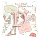 Letter D Love in Paris Pink Canvas Fabric Decorative Pillow Letter D Love in Paris Pink Canvas Fabric Decorative Pillow