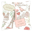 Letter J Love in Paris Pink Canvas Fabric Decorative Pillow Letter J Love in Paris Pink Canvas Fabric Decorative Pillow