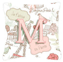 Letter M Love in Paris Pink Canvas Fabric Decorative Pillow Letter M Love in Paris Pink Canvas Fabric Decorative Pillow