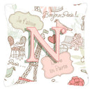 Letter N Love in Paris Pink Canvas Fabric Decorative Pillow Letter N Love in Paris Pink Canvas Fabric Decorative Pillow