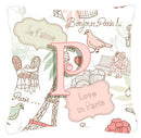 Letter P Love in Paris Pink Canvas Fabric Decorative Pillow Letter P Love in Paris Pink Canvas Fabric Decorative Pillow