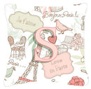 Letter S Love in Paris Pink Canvas Fabric Decorative Pillow Letter S Love in Paris Pink Canvas Fabric Decorative Pillow