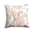 Letter V Love in Paris Pink Canvas Throw Pillow - 14x14 Decorative Pillow β Art for Your Home & Patio CJ2002-VPW1414 Letter V Love in Paris Pink Canvas Throw Pillow - 14x14 Decorative Pillow β Art for Your Home & Patio CJ2002-VPW1414