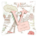 Letter V Love in Paris Pink Canvas Fabric Decorative Pillow Letter V Love in Paris Pink Canvas Fabric Decorative Pillow