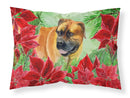 Boerboel Mastiff Poinsettas  Standard Pillowcase – Artistic Decorative Front, White Back CK1295PILLOWCASE Boerboel Mastiff Poinsettas  Standard Pillowcase – Artistic Decorative Front, White Back CK1295PILLOWCASE