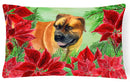 Boerboel Mastiff Poinsettas Canvas Fabric Decorative Pillow CK1295PW1216 Boerboel Mastiff Poinsettas Canvas Fabric Decorative Pillow CK1295PW1216