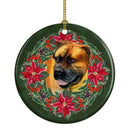 Boerboel Mastiff Poinsetta Wreath Ornament - Round Ceramic Ornament β Artist-Designed Keepsake Decoration Boerboel Mastiff Poinsetta Wreath Ornament - Round Ceramic Ornament β Artist-Designed Keepsake Decoration