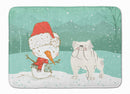 White English Bulldog Snowman Christmas Machine Washable Memory Foam Mat CK2054RUG White English Bulldog Snowman Christmas Machine Washable Memory Foam Mat CK2054RUG