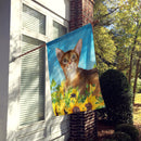Abyssinian in Sunflowers Flag Canvas House Size CK3147CHF Abyssinian in Sunflowers Flag Canvas House Size CK3147CHF