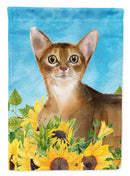 Abyssinian in Sunflowers Flag Canvas House Size CK3147CHF Abyssinian in Sunflowers Flag Canvas House Size CK3147CHF